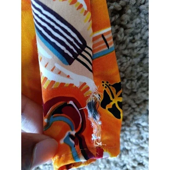 Vintage Koman Button Up Shirt Men's Size XL Tropical Graphic Orange Short Sleeve - Picture 5 of 7